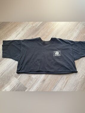 VTG WHALEBONE SURF SHOP NC Black Short Sleeve White Graphic Cutoff Tshirt M L